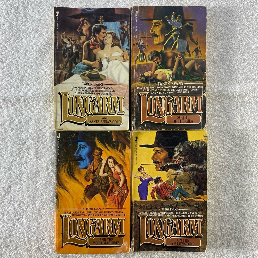 Vintage Longarm Action Western Romance Novel x4